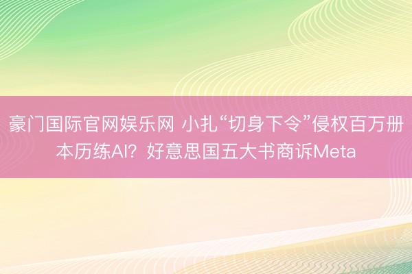豪门国际官网娱乐网 小扎“切身下令”侵权百万册本历练AI？好意思国五大书商诉Meta